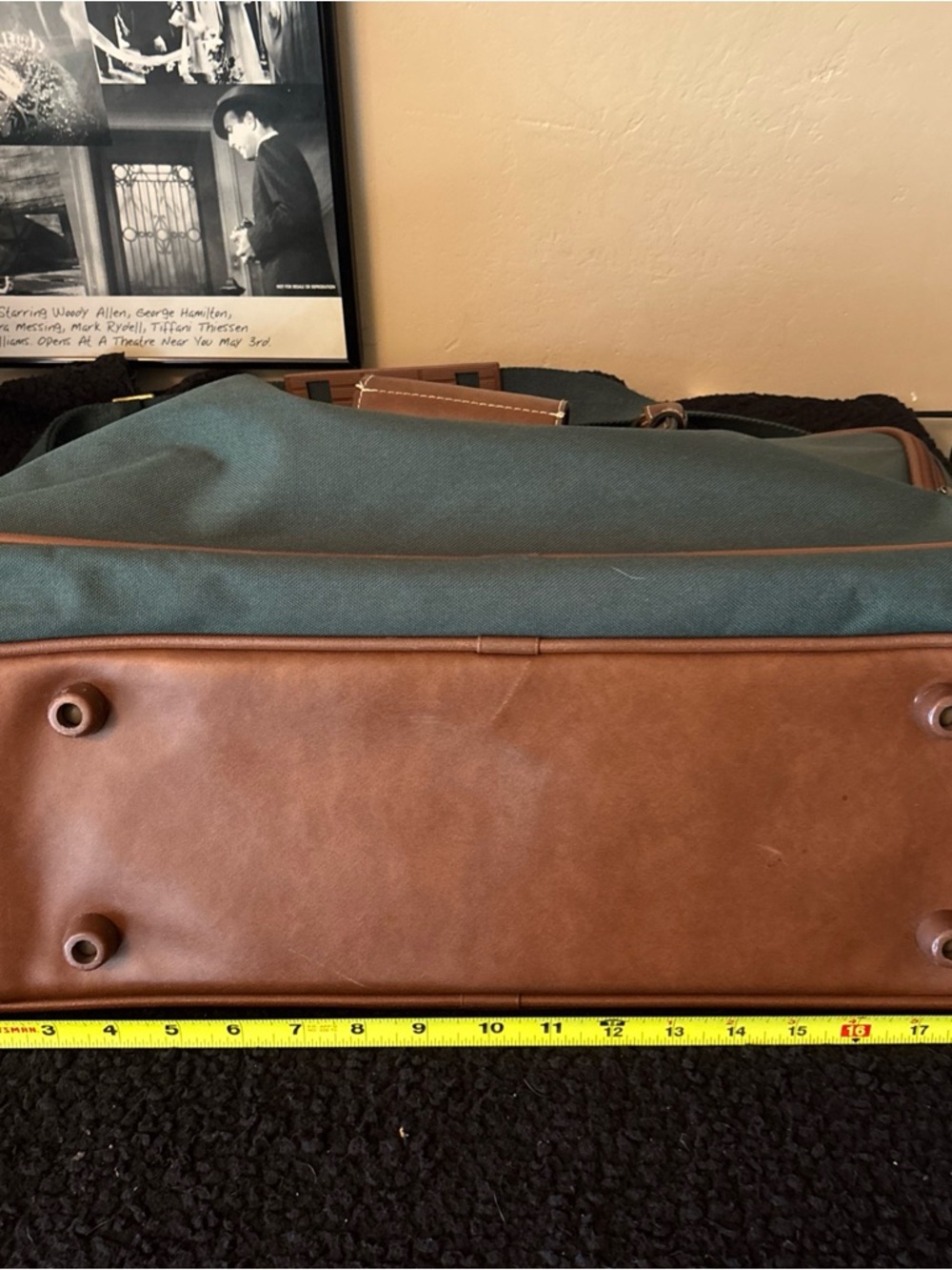 Jaguar Olive Green Duffel Bag with Brown Leather Trim - Picture 12 of 12